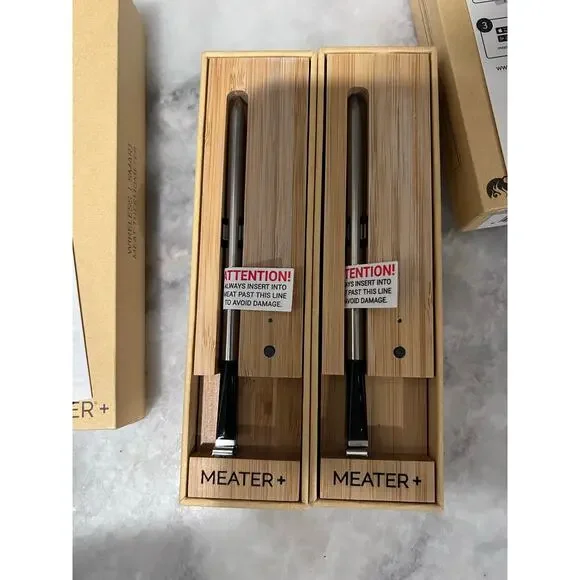 MEATER Plus Wireless Meat Thermometer Lot of 2 Smart Bluetooth BBQ Grill Probe**
